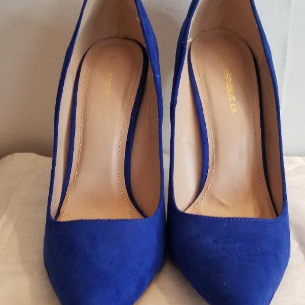 Blue suede stiletto pump by shoe republic LA